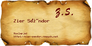 Zier Sándor névjegykártya
